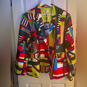 Sassy Jones Fiorella Luxe Patchwork Blazer - Abstract (3X) NWT